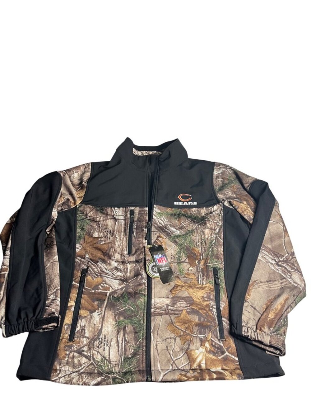 NWT- Realtree Camo Black Chicago Bears Softshell L Full-Zip Jacket fleece lined - Picture 4 of 16